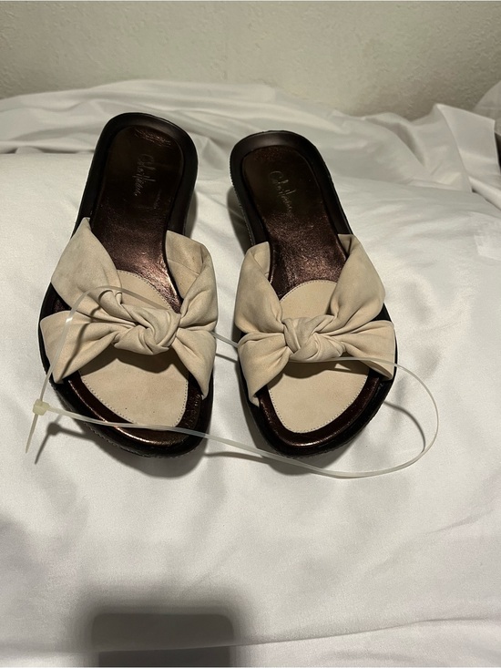 Cole Haan Shoes - Cole Haan Beige Knot-Front Slide Mules
